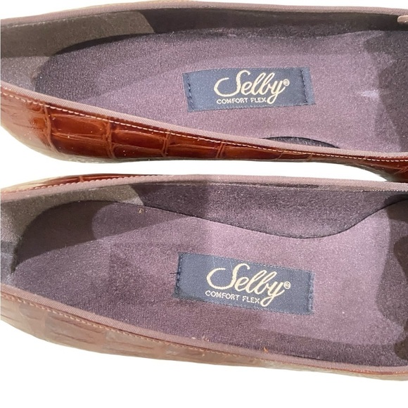 Nwot Selby comfort flex patent leather slip on caramel faux croc tassel bow sz 9 - Picture 8 of 10